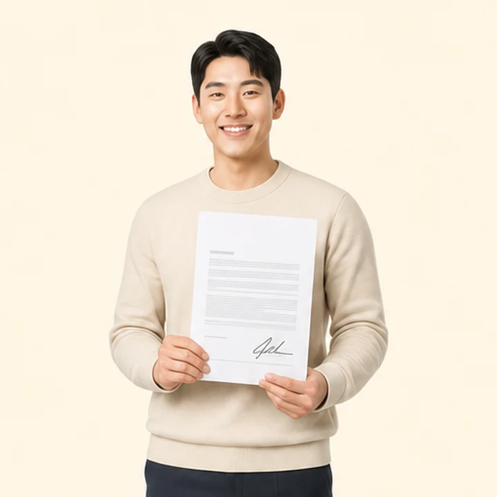 신용불량 펠리세이드 장기렌트 서면 견적서를 들고 있는 고객